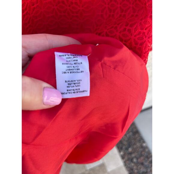 Trina Turk Red 3/4 Sleeve Studio Lace Eyelet Dress with Cutout Back - 8 - Picture 6 of 6